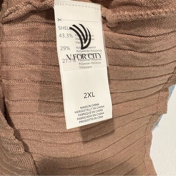 Tan Maternity Sweater Dress Wrap V Neck Pleated A Line Waist with Belt Size 2XL - Picture 5 of 5